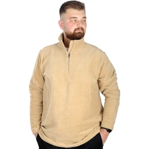Erkek Sweat Polo Yaka Yarım Fermuarlı Polar 22548 Bej