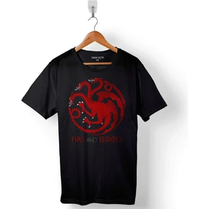 Kendim Seçtim Game Of Thrones Fire And Blood House Targaryen Baskılı Tişört Unisex T-Shirt