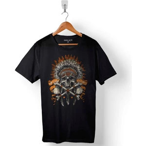 Kendim Seçtim Indian Skull Metallica Hindistan Kuru Kafa Baskılı Tişört  T-Shirt