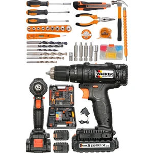 Pro Germany Black Wonderfull Darbeli 58 V 12 Amp Yeni Nesil Lion Akülü Vidalama Matkap + 100 Pcs Combo Set