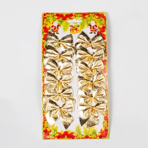 Yılbaşı Süsü Askılı Fiyonk 12'li Paket Dore 5,5x5,5 Cm.