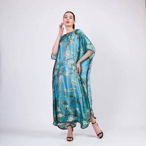 Nomads Felt Ipek Uzun Elbise | Van Gogh Badem Ağacı Turkuaz