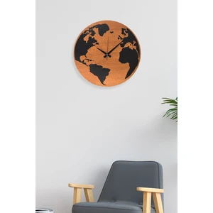 Muyika Design Muyika Torino Ceviz Mdf 6mm Dünya Haritalı Duvar Saati 41X41CM Ads-41