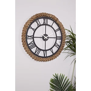 Muyika Design Muyika Roma Metal Üstü Hasır El Örmesi 58X58CM Dekoratif Duvar Saati Mds-50