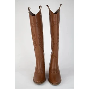 Kadın Western Kovboy Nakışlı Topuklu Çizme