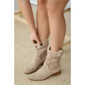 Süet Kısa Topuk Delikli Yazlık Bot