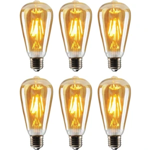 Rustik LED Ampul 6'lı Eko Paket Amber E27 Duy Armut Tipi ST64 Dekoratif