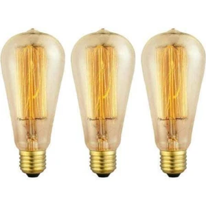 Flamanlı Armut ST64 Modeli Dekoratif Rustik Ampul 40 Watt E27 Duy - 3'lü Paket