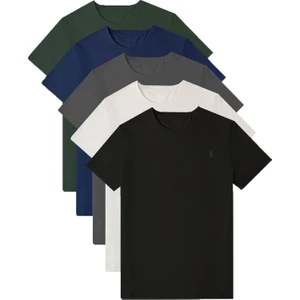 Erkek 5'li Tişört Standart Kalıp Bisiklet Yaka Yazlık Basic Erkek T-Shirt