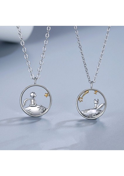 Little Prince Küçük Prens ve Tilki Best Friends Dostluk Sembolü Çift Kolye