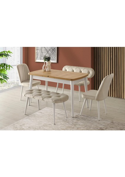 Kelebek Sude Banklı Açılır Mdf Mutfak Masa Sandalye Takımı