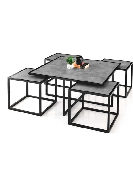 Erezogulları Kares 4 Zigonlu Orta Sehpa Metal Ayak 90X90X45