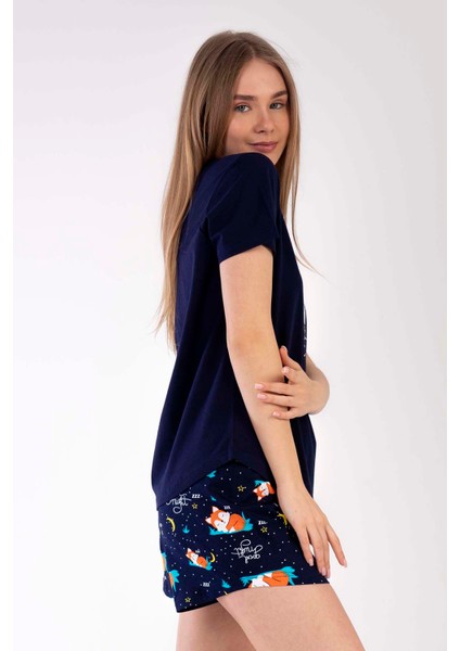Pamuklu Kadın Kısa Kol Şortlu Pijama Takım
