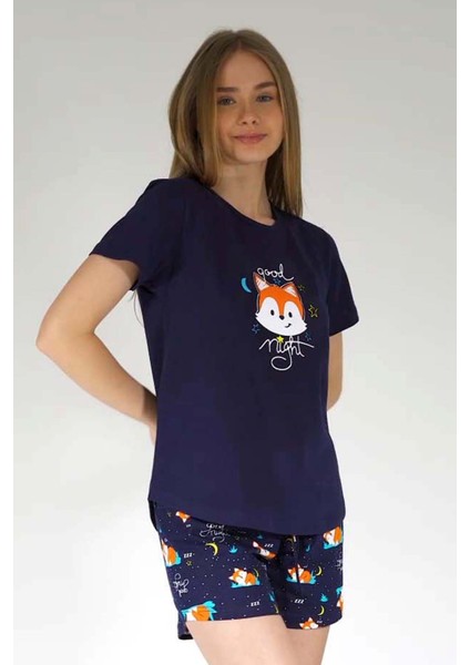 Pamuklu Kadın Kısa Kol Şortlu Pijama Takım