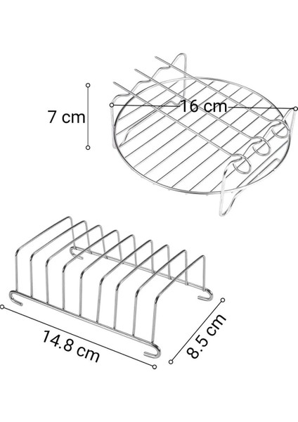 Airfryer 3.5 Lt ve 5 Lt Uyumlu Çelik Izgara ve Ekmek Kızartma Rafı Aksesuar