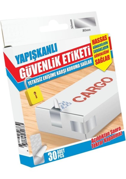 Yapışkanlı Güvenlik Etiketi Hassas Gönderi Evrak,dosya Etiketi 30AD 80X30 mm