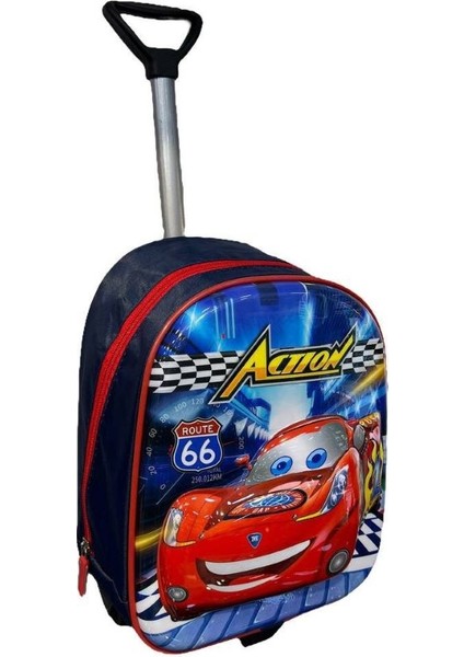 3D Kabartmalı Anaokulu Çekçekli Çanta