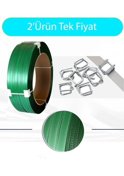 12'lik Yeşil Pet Çember 1000 Adet Bukle Toka Avantajlı Paket