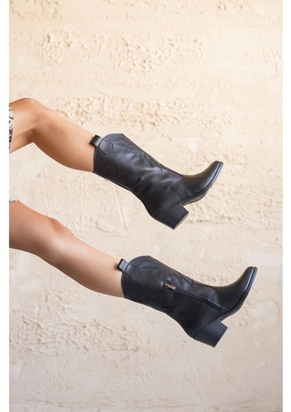 Kadın Costa Kovboy Çizme - Düz Siyah modelleri