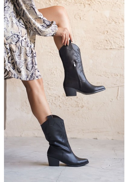 Kadın Costa Kovboy Çizme - Düz Siyah fırsatları
