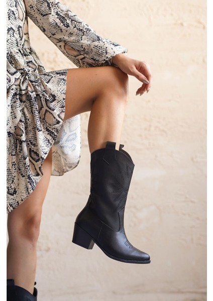 Kadın Costa Kovboy Çizme - Düz Siyah indirimleri