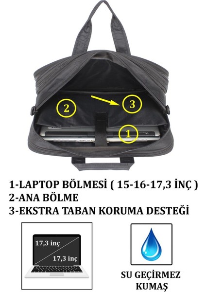 m 17’’ İnç Tam Körüklü Evrak Laptop Bilgisayar Çantası