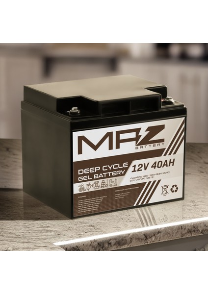 Maz Akü 12 Volt 40 Amper Deep Cycle Jel Akü 12V 40AH Yeni Üretim