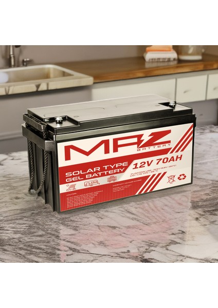 12 Volt 70 Amper Solar Jel Akü 12V 70AH (Yeni Üretim)