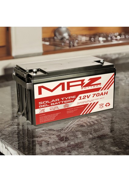 12 Volt 70 Amper Solar Jel Akü 12V 70AH (Yeni Üretim)