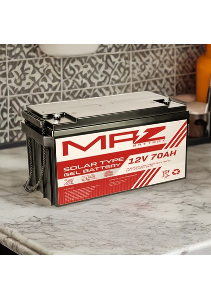 12 Volt 70 Amper Solar Jel Akü 12V 70AH (Yeni Üretim)