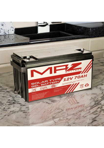12 Volt 70 Amper Solar Jel Akü 12V 70AH (Yeni Üretim)