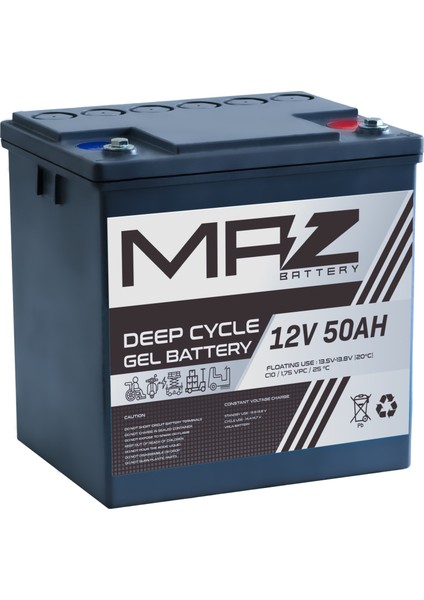 Maz Akü 12 Volt 50 Amper Deep Cycle Jel Akü 12V 50AH Yeni Üretim