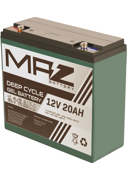 Maz Akü 12 Volt 20 Amper Deep Cycle Jel Akü 12V 20AH Yeni Üretim