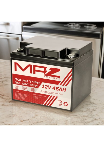 12 Volt 45 Amper Solar Jel Akü 12V 45AH (Yeni Üretim) modelleri