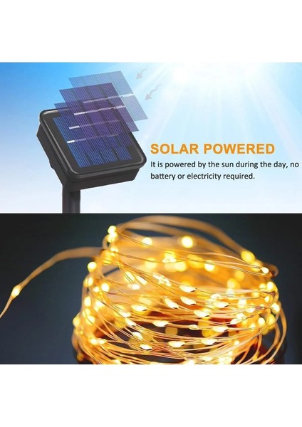 20 mt Güneş Enerjili Solar Peri LED Işık Dekoratif Bahçe Aydınlatma Kamp Aydınlatma Dış Mekan Aydınlatma (200 Led) modelleri