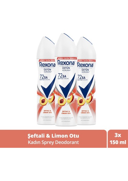 Şeftali & Limon Otu Kadın Sprey Deodorant 3 x 150 ml