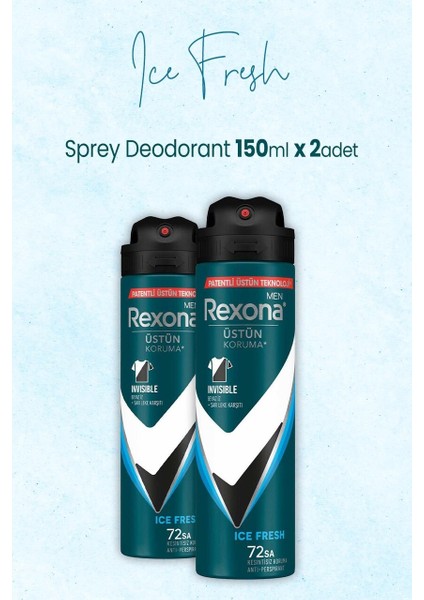Men Invisible Ice Fresh Erkek Sprey Deodorant 2 x 150 ml