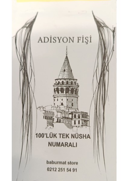 Adisyon Tek Nüsha Numaratörlü 100 Lük Kitap Kağıdı Kafe Bar Sipariş Fişi 14,5x8,5 cm 10 Koçan