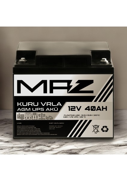 12 Volt 40 Amper (Ah) Kuru Agm Vrla Güç Kaynağı Ups Akü modelleri
