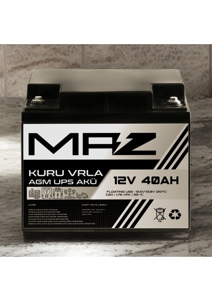 12 Volt 40 Amper (Ah) Kuru Agm Vrla Güç Kaynağı Ups Akü indirimleri