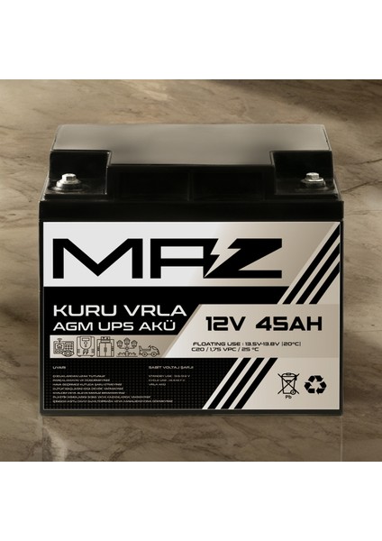 12 Volt 45 Amper (Ah) Kuru Agm Vrla Güç Kaynağı Ups Akü indirimleri