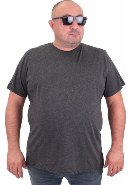 Büyük Beden Basic Tişört 11100 Antrasit Melanj