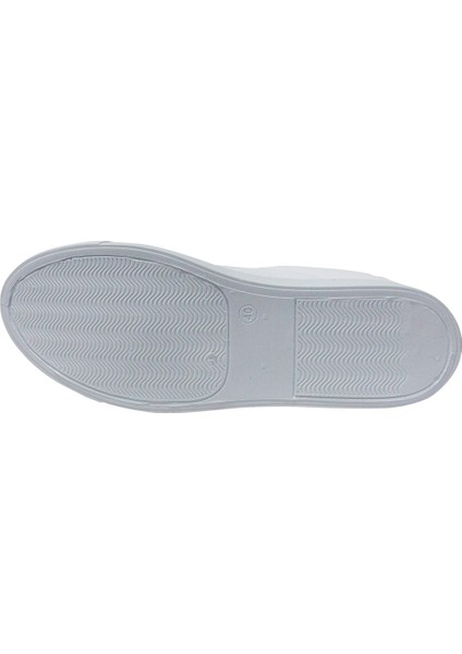 Beyaz Altın Bağcıklı Sneakers Spor Ayakkabı