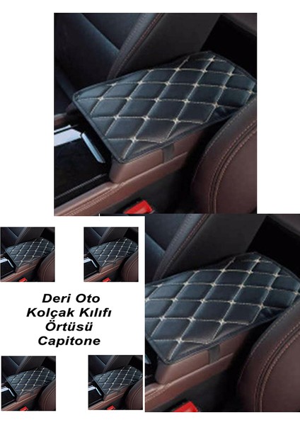 Kia Picanto (2004-2011) Deri Oto Kolçak Kılıfı Örtüsü Capitone Süngerli Beyaz Nakışlı