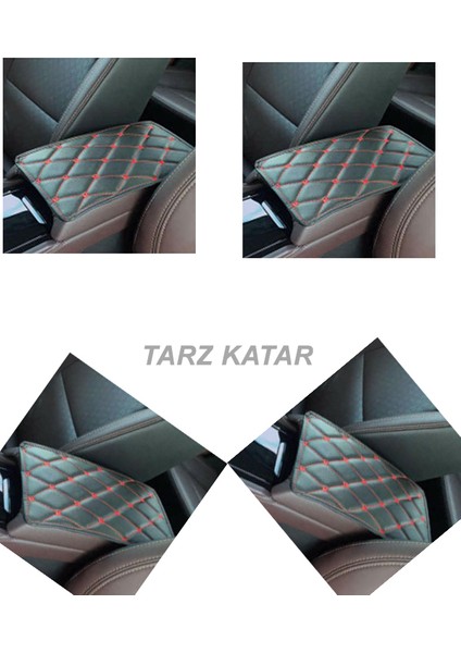 Citroen C4 Picasso 2007-2010 Deri Oto Kolçak Kılıfı Örtüsü Capitone Süngerli Kırmızı Nakışlı