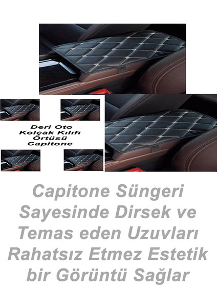 Mini One (2004-2012 R52 R57) Deri Oto Kolçak Kılıfı Örtüsü Capitone Süngerli Beyaz Nakışlı