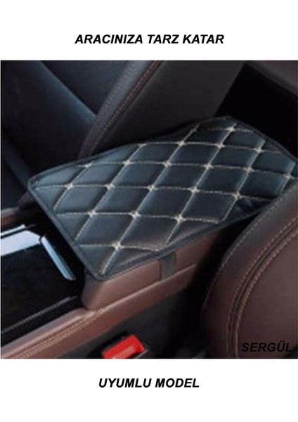 Renault Clio Iı Hb 2002-2008 Sol Deri Oto Kolçak Kılıfı Örtüsü Capitone Süngerli Beyaz Nakışlı