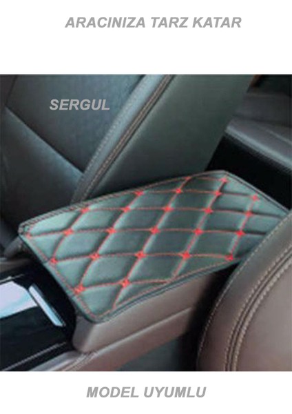 Seat Cordoba 2002-2009 Deri Oto Kolçak Kılıfı Örtüsü Capitone Süngerli Kırmızı Nakışlı