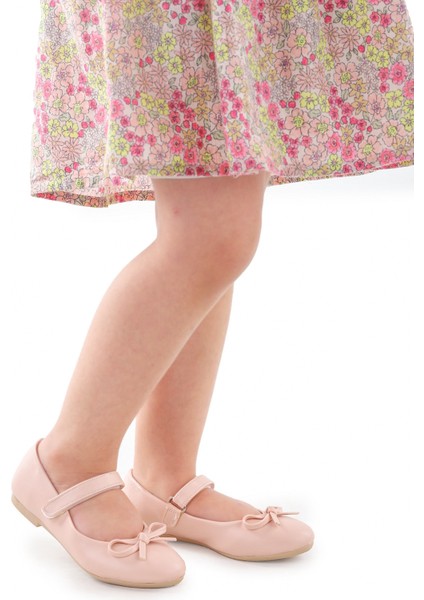 Barbe Cilt Fiyonklu Cırtlı Kız Çocuk Babet Ayakkabı