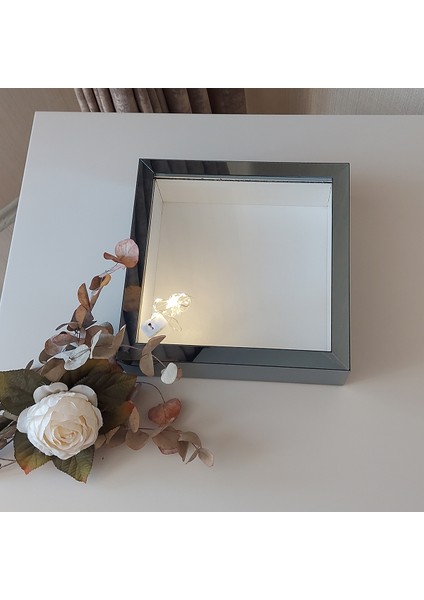 ledli 25X25 cm Verda Anı Çerçevesi-6 cm Derinlikli Anı Çerçevesi Gül Kutusu! Füme